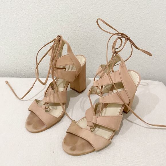 Vince Camuto winola nude lace up block heels size 7.5 - Picture 4 of 10